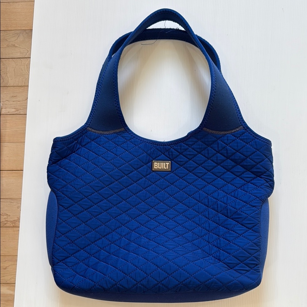 Royal Blue Quilted Tote Bag with Plush Texture